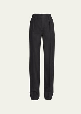 Straight-Leg Pinstripe Trousers