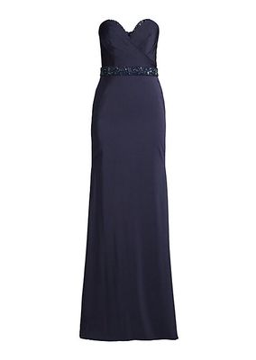 Strapless Bead-Embellished Gown