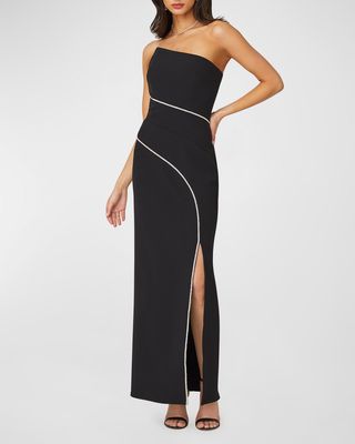 Strapless Crystal Crepe Column Gown