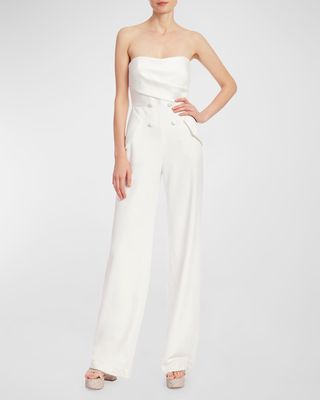 Strapless Double-Breasted Tuxedo Jumpsuit