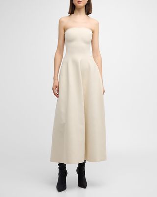 Strapless Knit Midi Dress