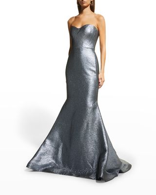 Strapless Metallic Linen Mermaid Gown