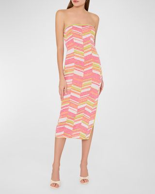 Strapless Multicolor Chevron Knit Dress