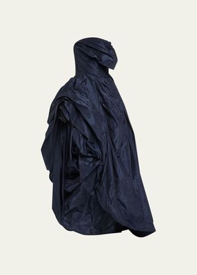 Strapless Rosette-Slit Draped Taffeta Gown