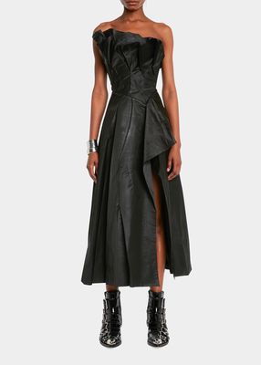 Strapless Ruffle Evening Gown