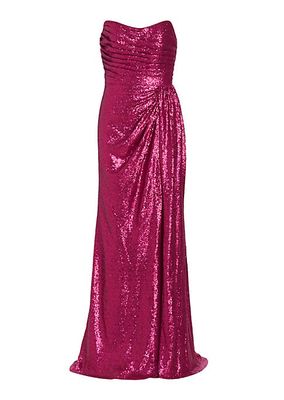 Strapless Sequin Draped Gown
