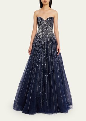 Strapless Sequin Embellished Ball Gown