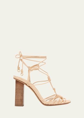 Strappy Leather Ankle-Wrap Sandals