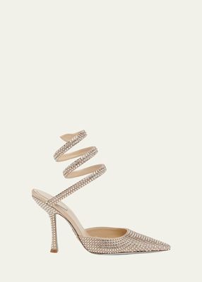 Strass Pointed Ankle-Strap Pumps
