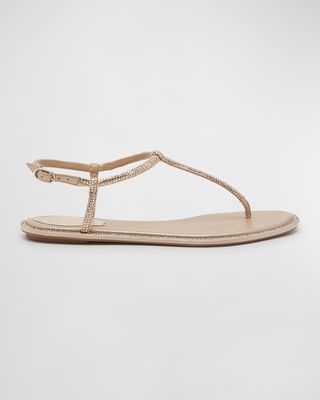 Strass T-Strap Thong Sandals