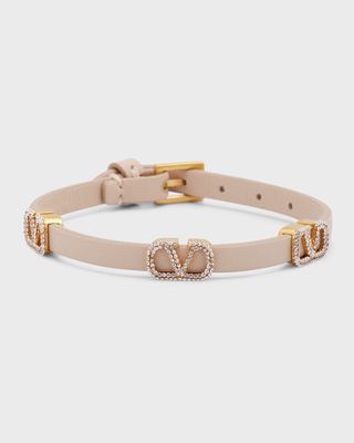 Strass V-Logo Signature Leather Bracelet, Soft Pink - Shop and save up to  70% at Exact Luxury