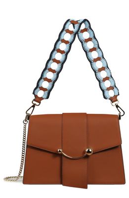 Strathberry Crescent Leather Crossbody Bag in Chestnut