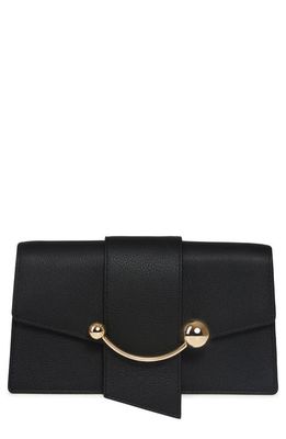 Strathberry Crescent on a Chain Croc Embossed Leather Shoulder Bag in Black