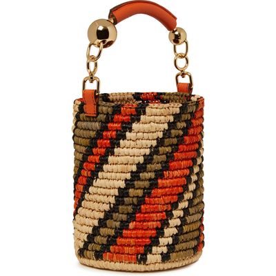 Strathberry Crescent Stripe Raffia Basket Bag in Marmalade /Natural 