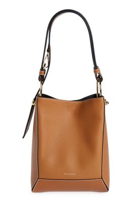 Strathberry Midi Lana Leather Bucket Bag in Tan/Vanilla