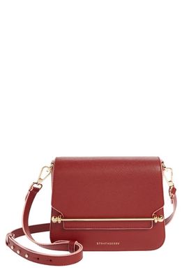 Strathberry Mini Ace Leather Crossbody Bag in Claret