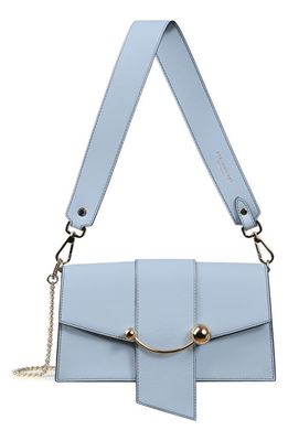 Strathberry Mini Crescent Leather Shoulder Bag in Forget Me Not