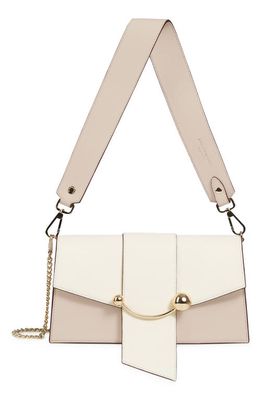 Strathberry Mini Crescent Leather Shoulder Bag in Oat/Vanilla