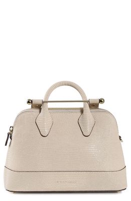 Strathberry Mini Dome Lizard Embossed Leather Top Handle Bag in Oat