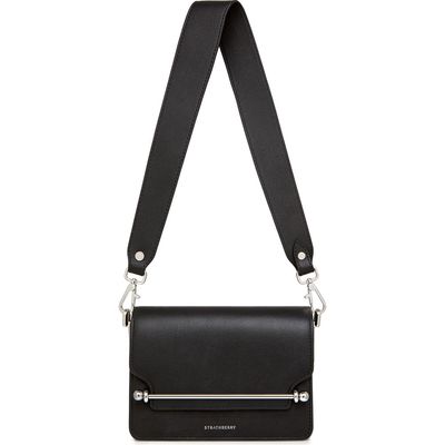 Strathberry Mini East/West Leather Shoulder Bag in Black - Silver Hardware 