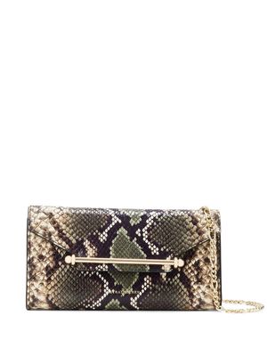 Strathberry Multrees snakeskin-effect clutch bag - Green