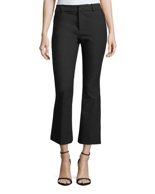 Stretch-Cotton Cropped Flare Trousers