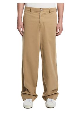 Stretch-Cotton Wide-Leg Chino Pants