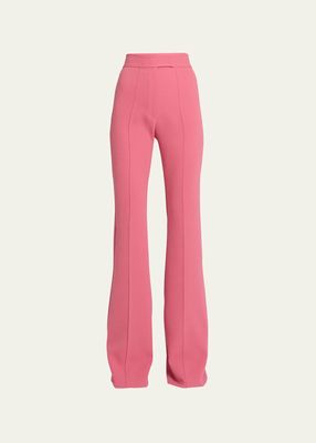 Stretch Crepe Flare Leg Trousers