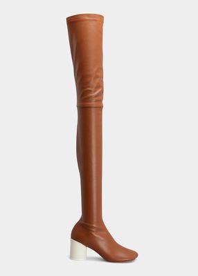 Stretch Faux Leather Over-The-Knee Boots