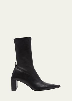 Stretch Leather Glove Ankle Boots