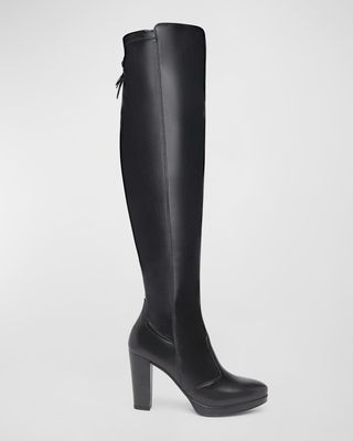 Stretch Leather Over-The-Knee Boots