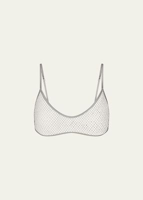 Stretch Net Crystal-Embellished Bralette