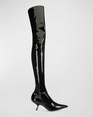 Stretch Patent Over-The-Knee Boots