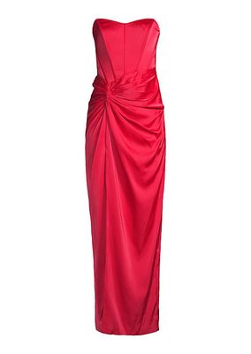 Stretch Satin Strapless Gown