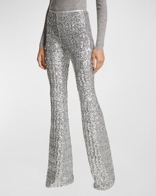 Stretch Sequin Flare Pants