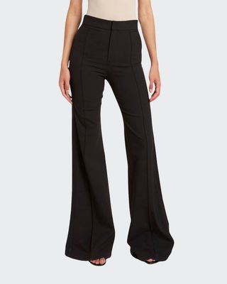 Stretch Wool Flare Pants