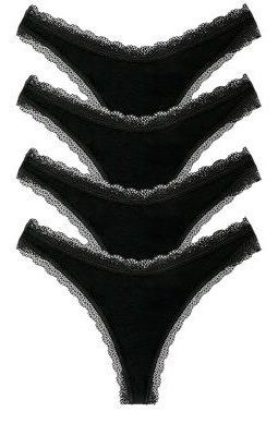 Stripe & Stare B- Edit Biodegradable Four Pack Thong Box in Black