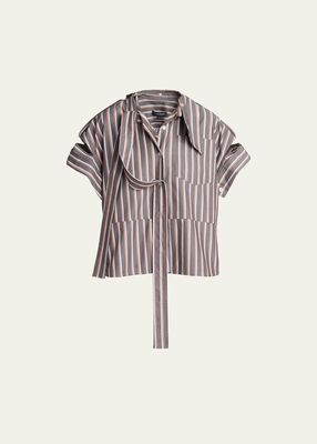Stripe Deconstructed Short-Sleeve Shirt