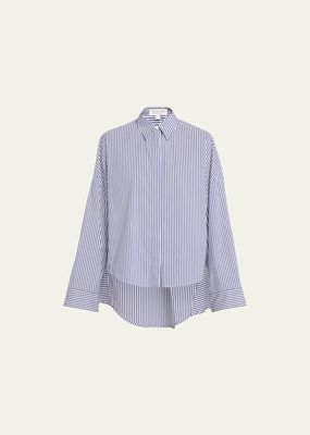 Stripe Dolman-Sleeve Oversized Shirt