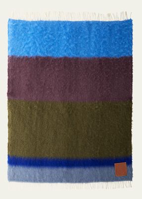 Stripe Mohair-Blend Throw Blanket