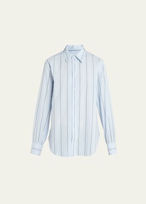 Stripe Oversize Poplin Button Up Shirt