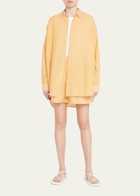 Stripe Oversized Button-Front Shirt