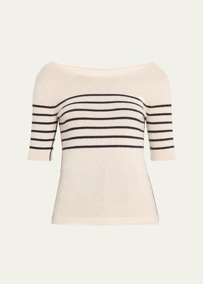 Stripe Scoop Back Cashmere Top