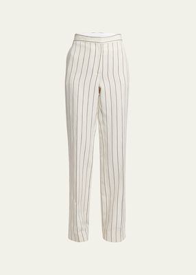 Stripe Straight-Leg Pants