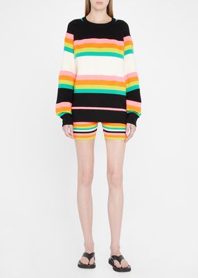 Stripe Wool Biker Shorts