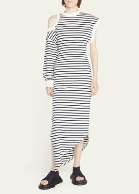 Striped Asymmetric Maxi Dress