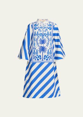 Striped Azulejos Kaftan Dress