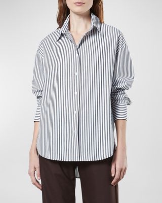 Striped Button-Front Cotton Shirt