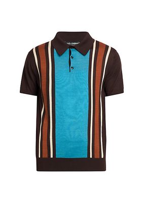 Striped Cashmere-Silk Polo Shirt