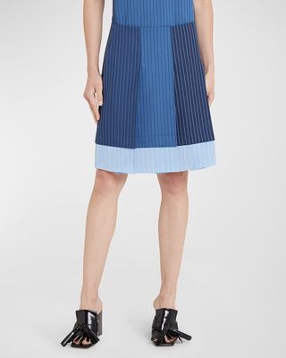 Striped Colorblock Pleated Skirt